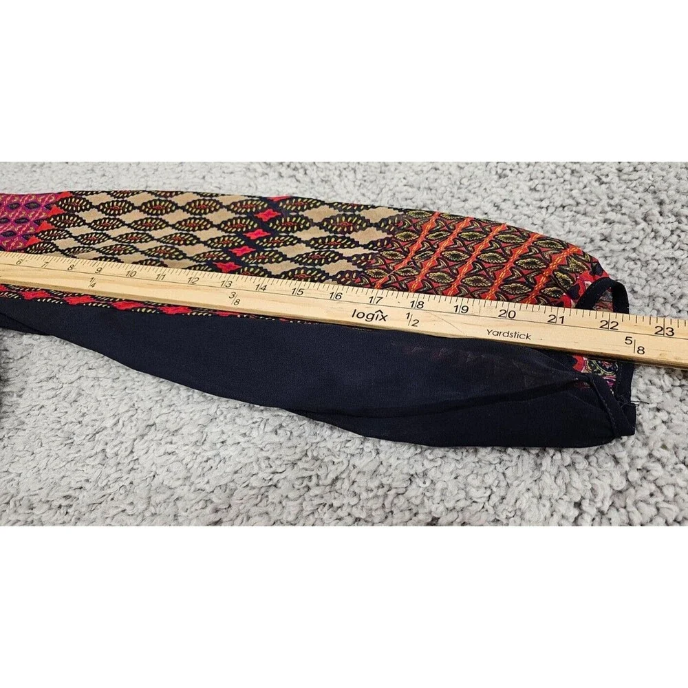 Maeve Anthropologie Patchwork Dress Blouson Lace-Up Chiffon Boho Peasant Women M - Picture 13 of 15